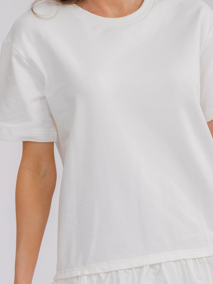 WOMEN'S SHORT SLEEVE BUBBLE BOTTOM HEM MINI DRESS