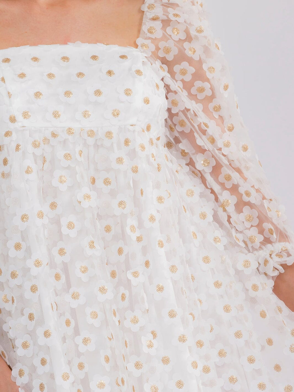 WOMEN'S 3/4 SLEEVE SQUARE NECK FLORAL BABYDOLL MINI DRESS