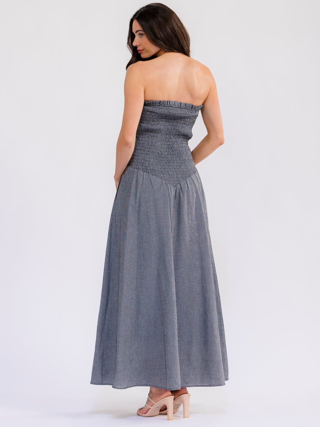 WOMEN'S SLEEVELESS SQUARE NECK SMOCK TUBE MAXI DRESS