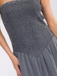 WOMEN'S SLEEVELESS SQUARE NECK SMOCK TUBE MAXI DRESS