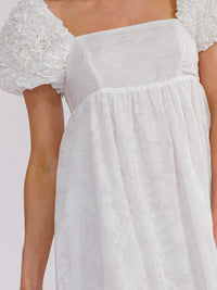 WOMEN'S SHORT PUFF SLEEVE SQUARE NECK SMOCK MAXI DRESS