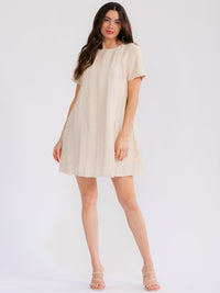WOMEN'S SHORT SLEEVE FRONT POCKETS LOOSE FIT MINI DRESS