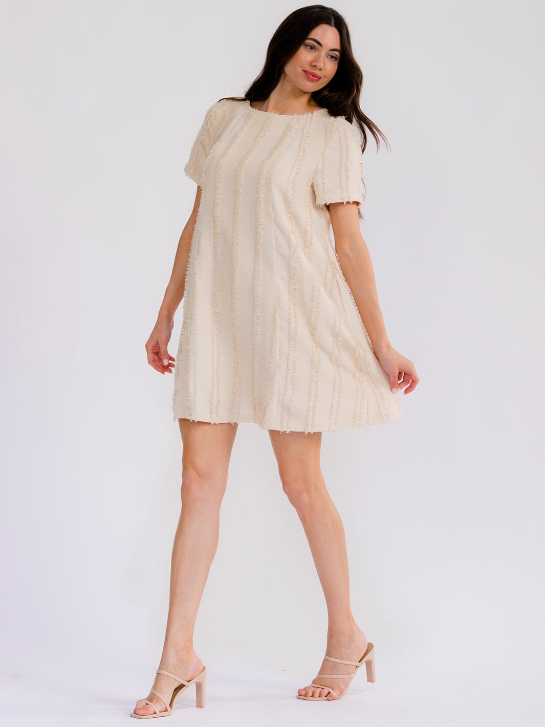 WOMEN'S SHORT SLEEVE FRONT POCKETS LOOSE FIT MINI DRESS