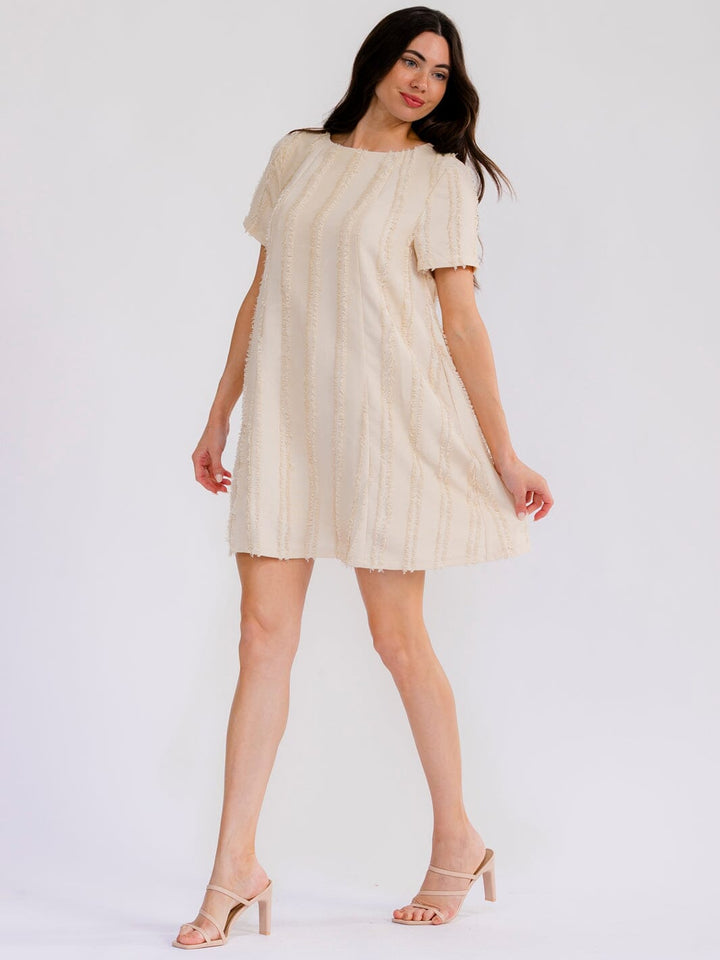 WOMEN'S SHORT SLEEVE FRONT POCKETS LOOSE FIT MINI DRESS