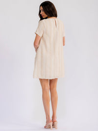 WOMEN'S SHORT SLEEVE FRONT POCKETS LOOSE FIT MINI DRESS