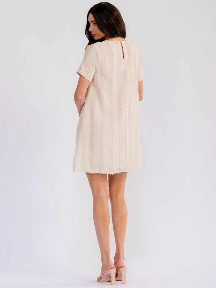 WOMEN'S SHORT SLEEVE FRONT POCKETS LOOSE FIT MINI DRESS