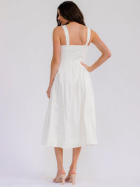 WOMEN'S SLEEVELESS BUTTON CLOSURE FLARE DENIM MAXI DRESS