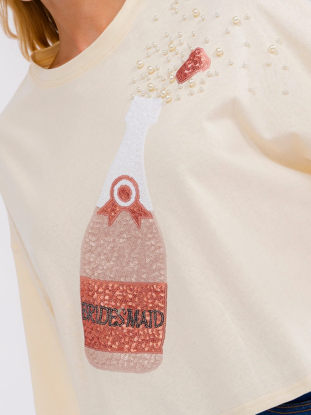 WOMEN'S SHORT SLEEVE SEQUINS GRAPHIC SHIRT