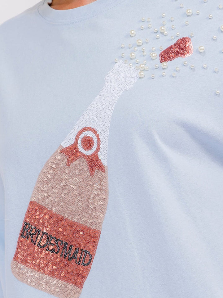 WOMEN'S SHORT SLEEVE SEQUINS GRAPHIC SHIRT