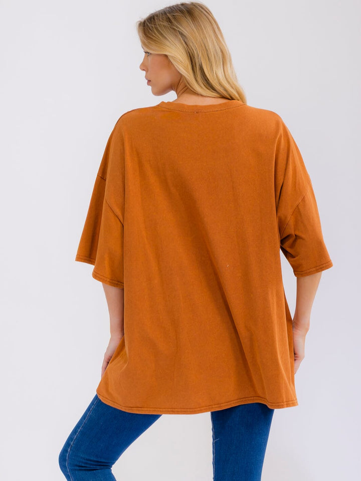 WOMEN'S SHORT SLEEVE MULTI PRINT OVERSIZED SHIRT