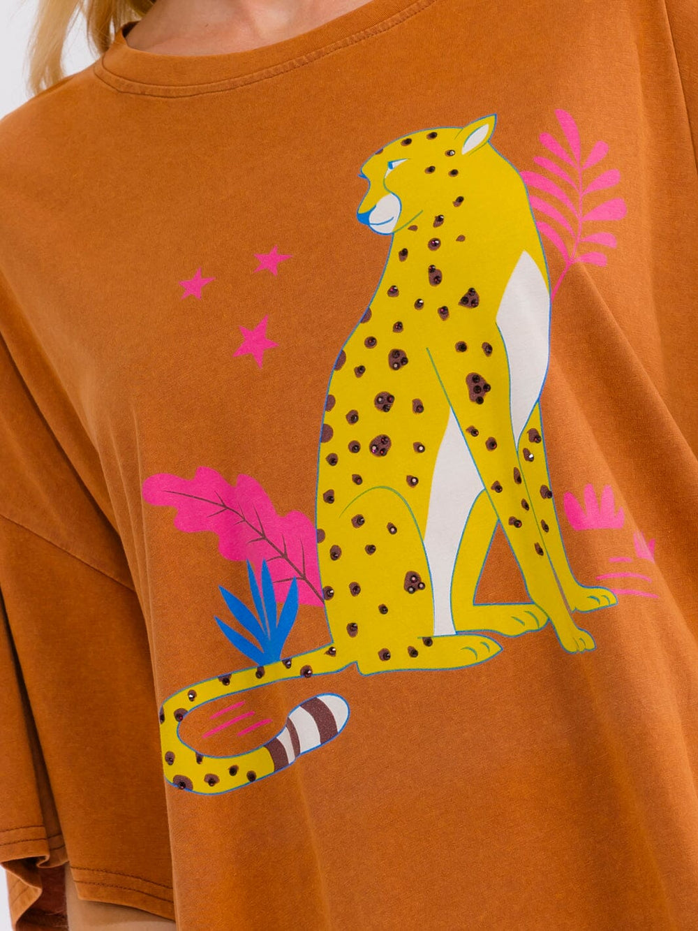 WOMEN'S SHORT SLEEVE MULTI PRINT OVERSIZED SHIRT