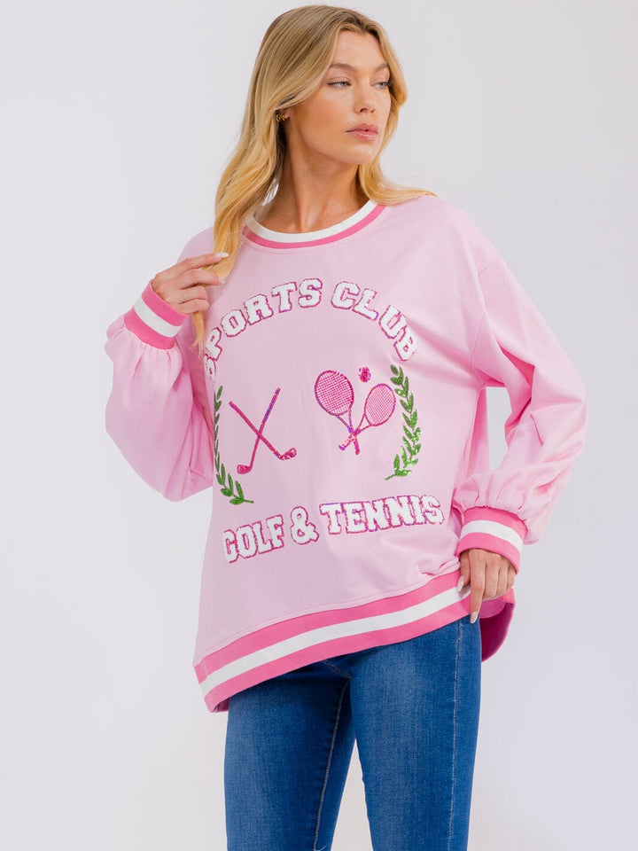 WOMEN'S LONG SLEEVE SEQUINS GRAPHIC PULLOVER SWEATER
