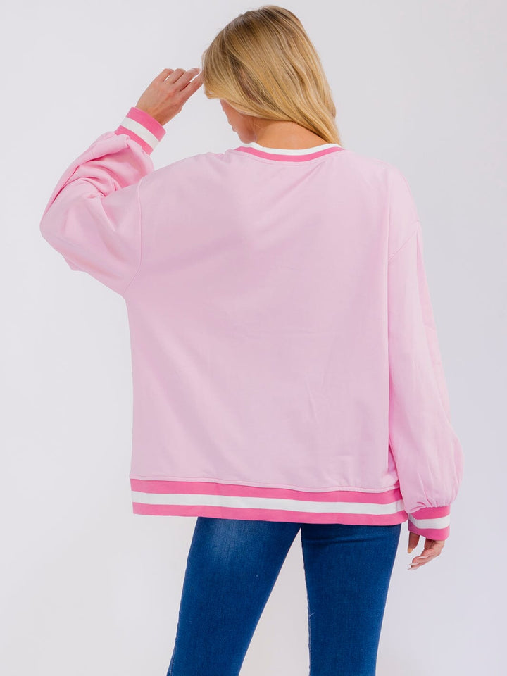 WOMEN'S LONG SLEEVE SEQUINS GRAPHIC PULLOVER SWEATER