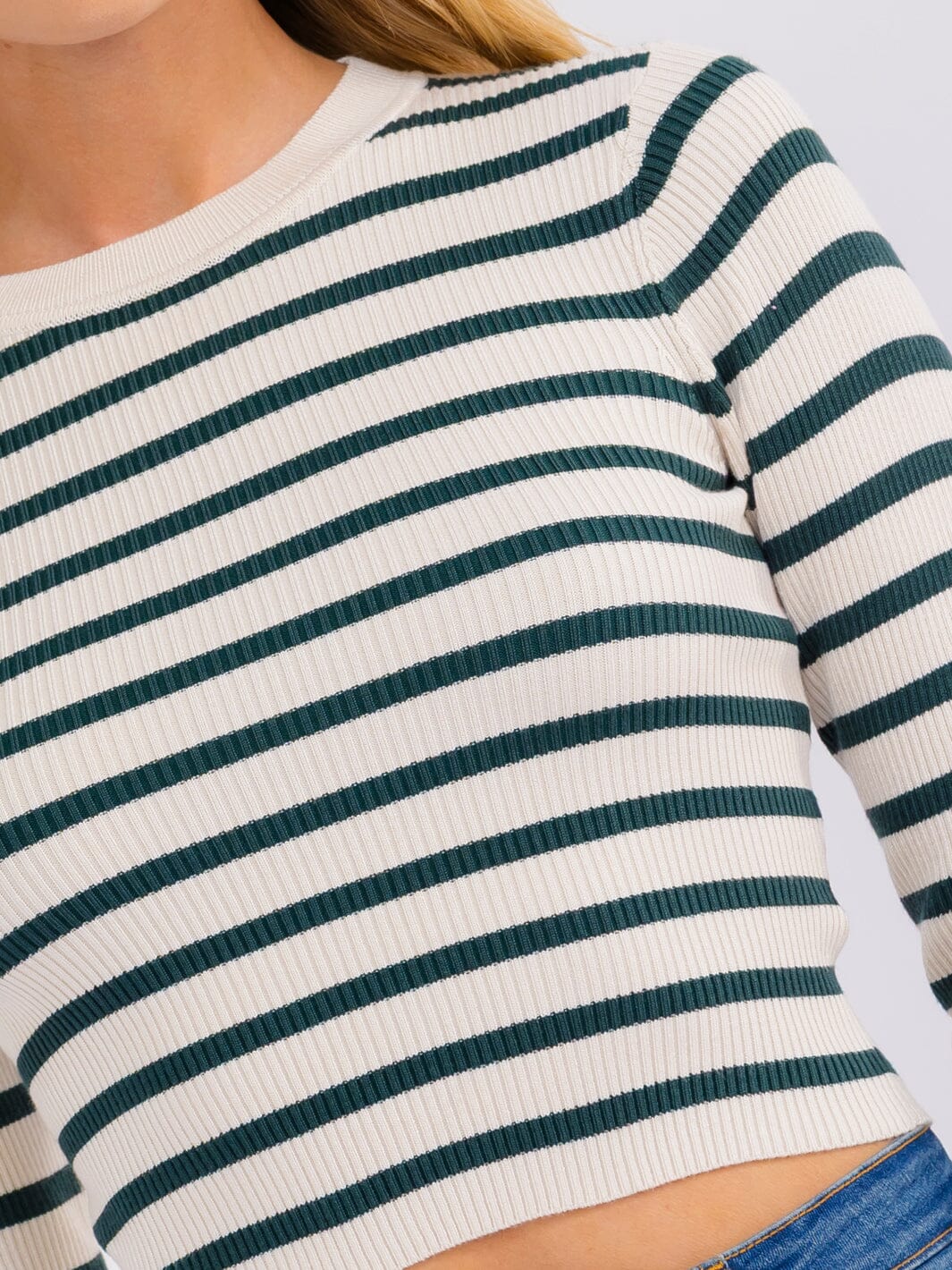 WOMEN'S LONG SLEEVE STRIPES COLORBLOCK TOP