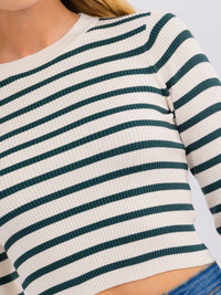 WOMEN'S LONG SLEEVE STRIPES COLORBLOCK TOP