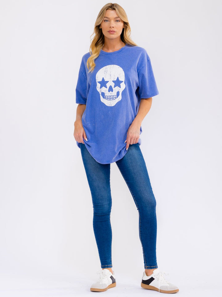 WOMEN'S SHORT SLEEVE GRAPHIC OVERSIZED SHIRT