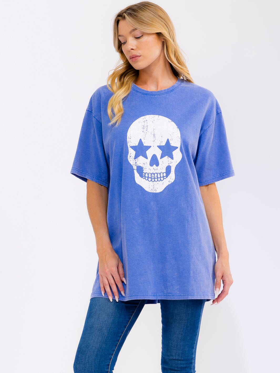 WOMEN'S SHORT SLEEVE GRAPHIC OVERSIZED SHIRT