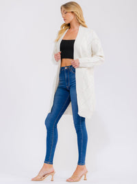 WOMEN'S LONG SLEEVE OPEN FRONT SHIMMER CARDIGAN