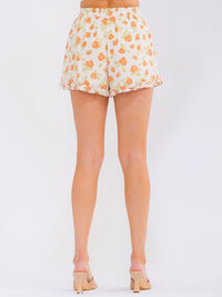 WOMEN'S ELASTIC WAIST FLORAL MINI SHORTS