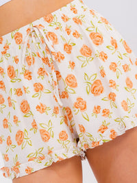 WOMEN'S ELASTIC WAIST FLORAL MINI SHORTS