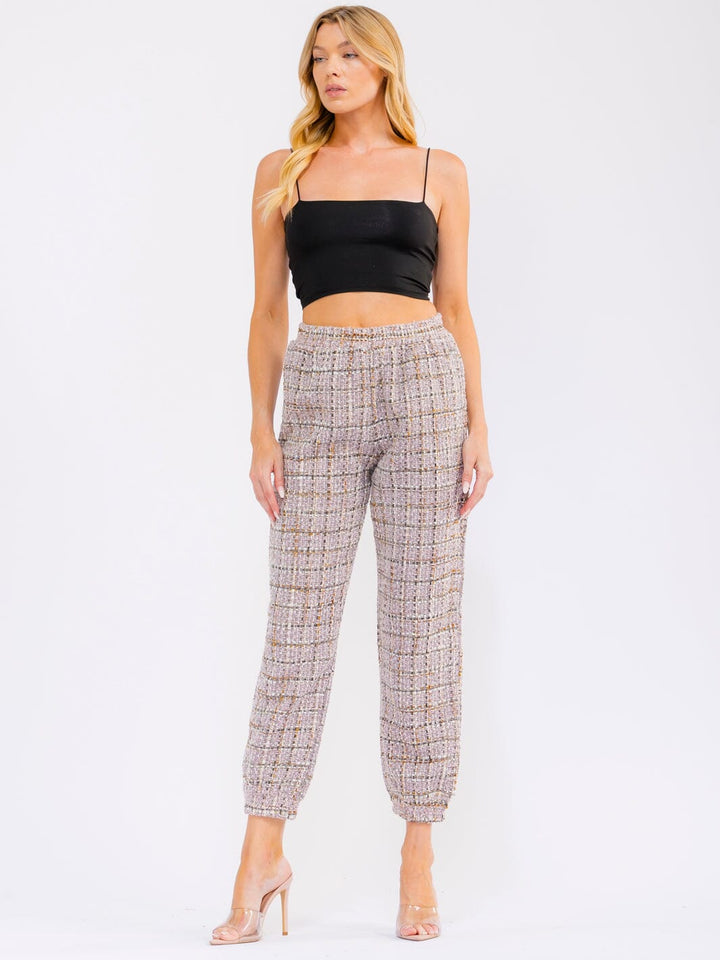 WOMEN'S ELASTIC WAIST FRONT POCKETS JOGGER PANTS