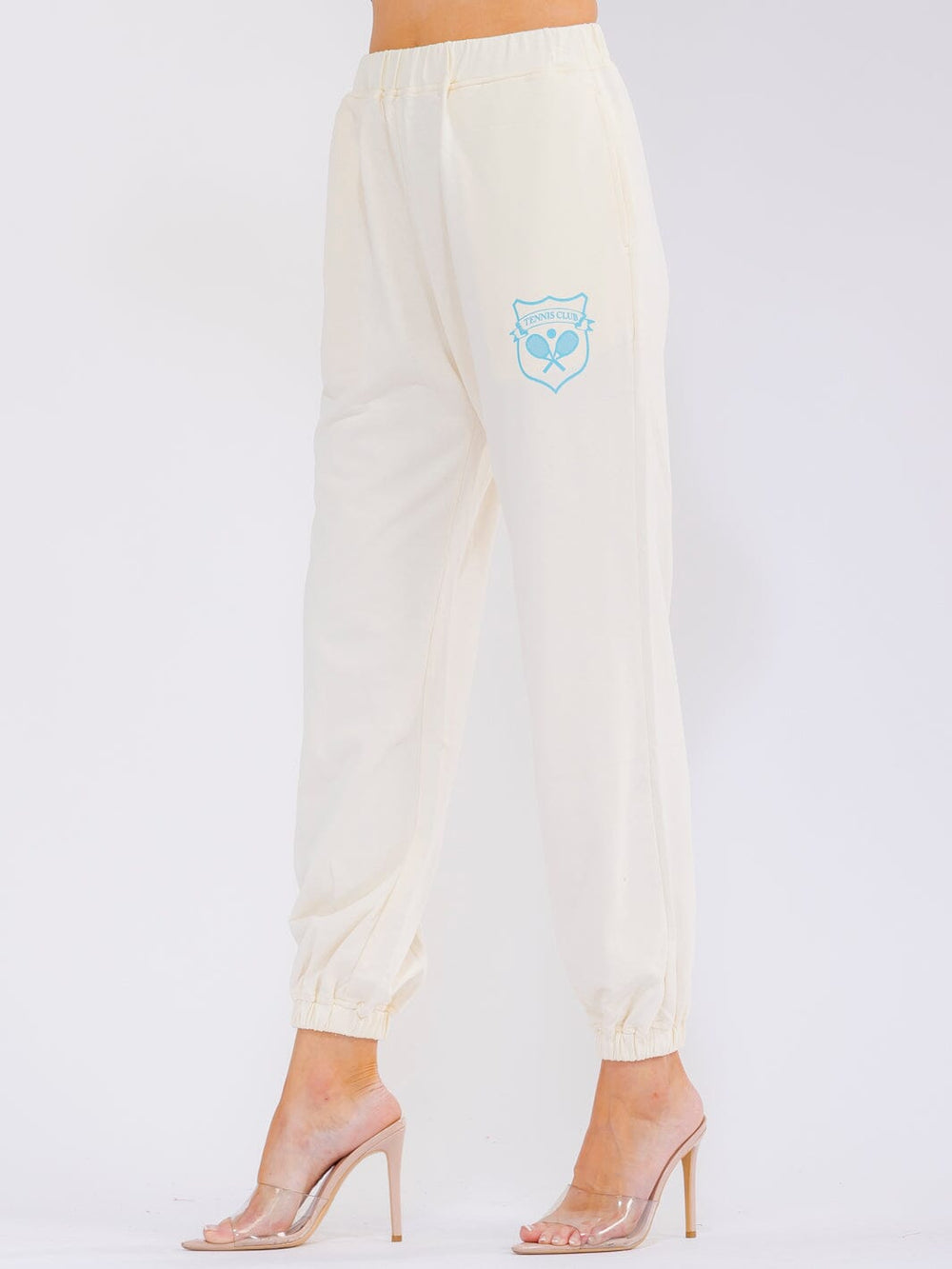 WOMEN'S ELASTIC WAIST FRONT POCKETS JOGGER PANTS