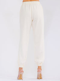 WOMEN'S ELASTIC WAIST FRONT POCKETS JOGGER PANTS