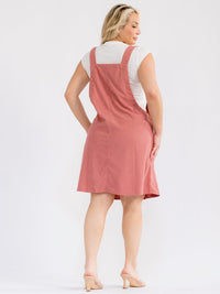 PLUS SIZE SLEEVELESS FRONT POCKETS FLORAL MINI OVERALL DRESS
