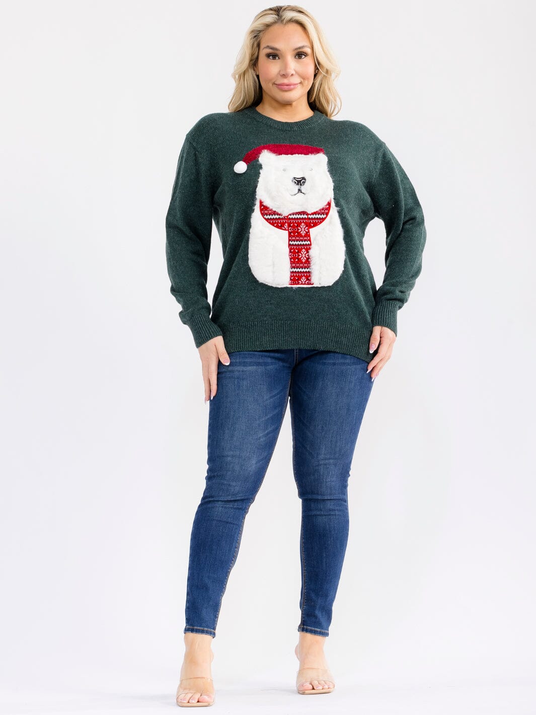 PLUS SIZE LONG SLEEVE PULLOVER HOLIDAY SWEATER
