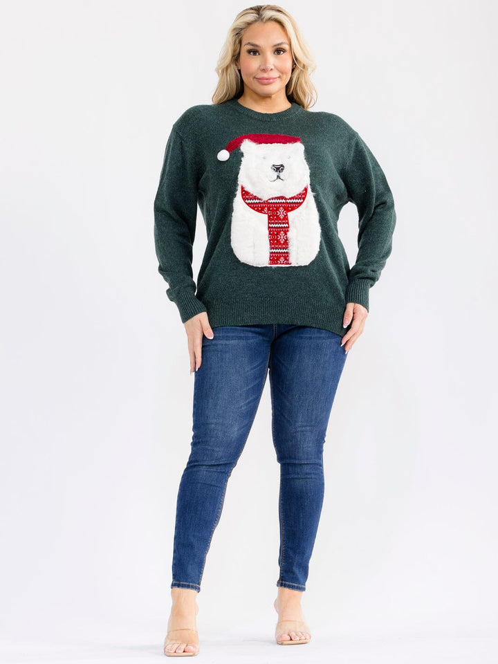PLUS SIZE LONG SLEEVE PULLOVER HOLIDAY SWEATER