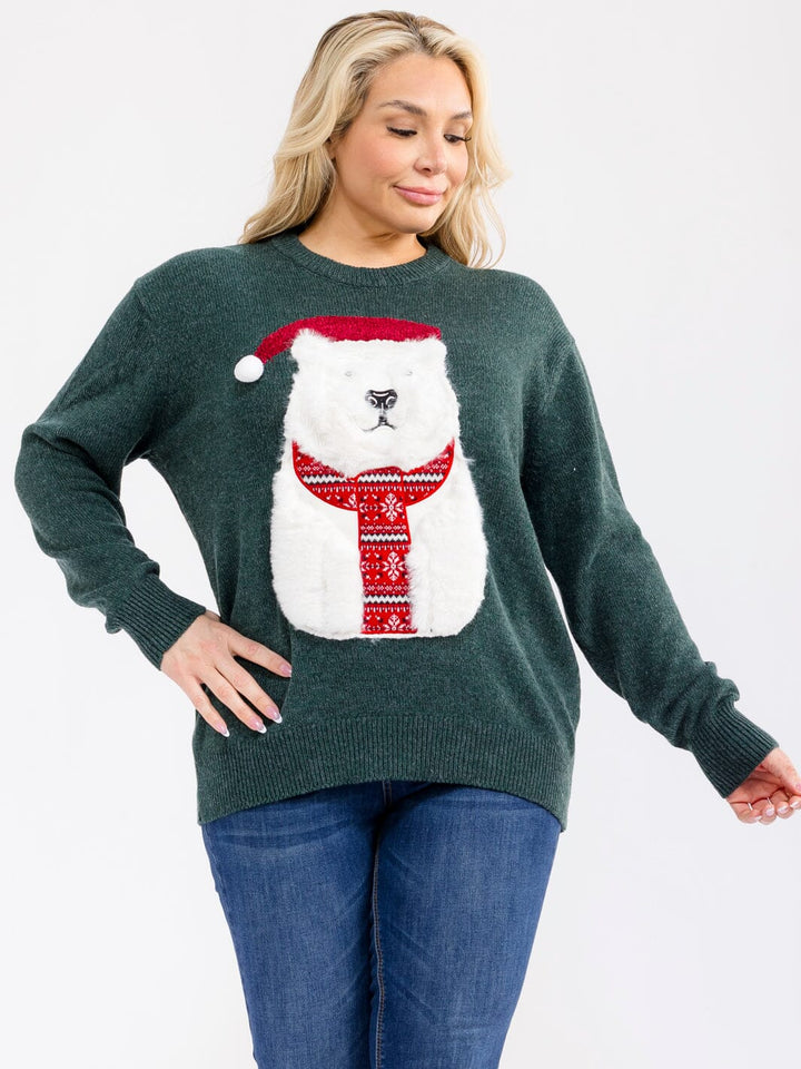 PLUS SIZE LONG SLEEVE PULLOVER HOLIDAY SWEATER