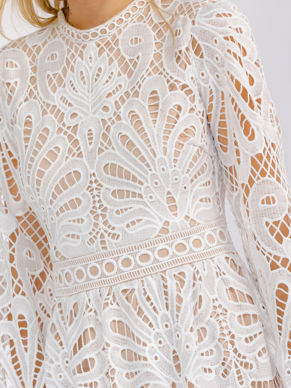 WOMEN'S LONG SLEEVE CROCHET DETAILED BODYCON MAXI DRESS