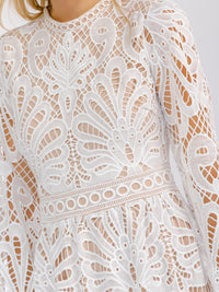 WOMEN'S LONG SLEEVE CROCHET DETAILED BODYCON MAXI DRESS