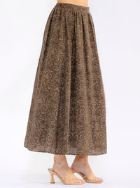 WOMEN'S ELASTIC WAIST FRONT POCKETS MULTI PRINT MAXI SKIRT