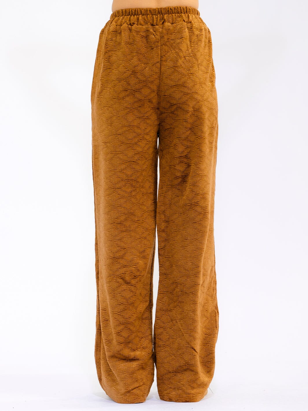 WOMEN'S ELASTIC WAIST FRONT POCKETS WIDE LEG DETAILED PANTS