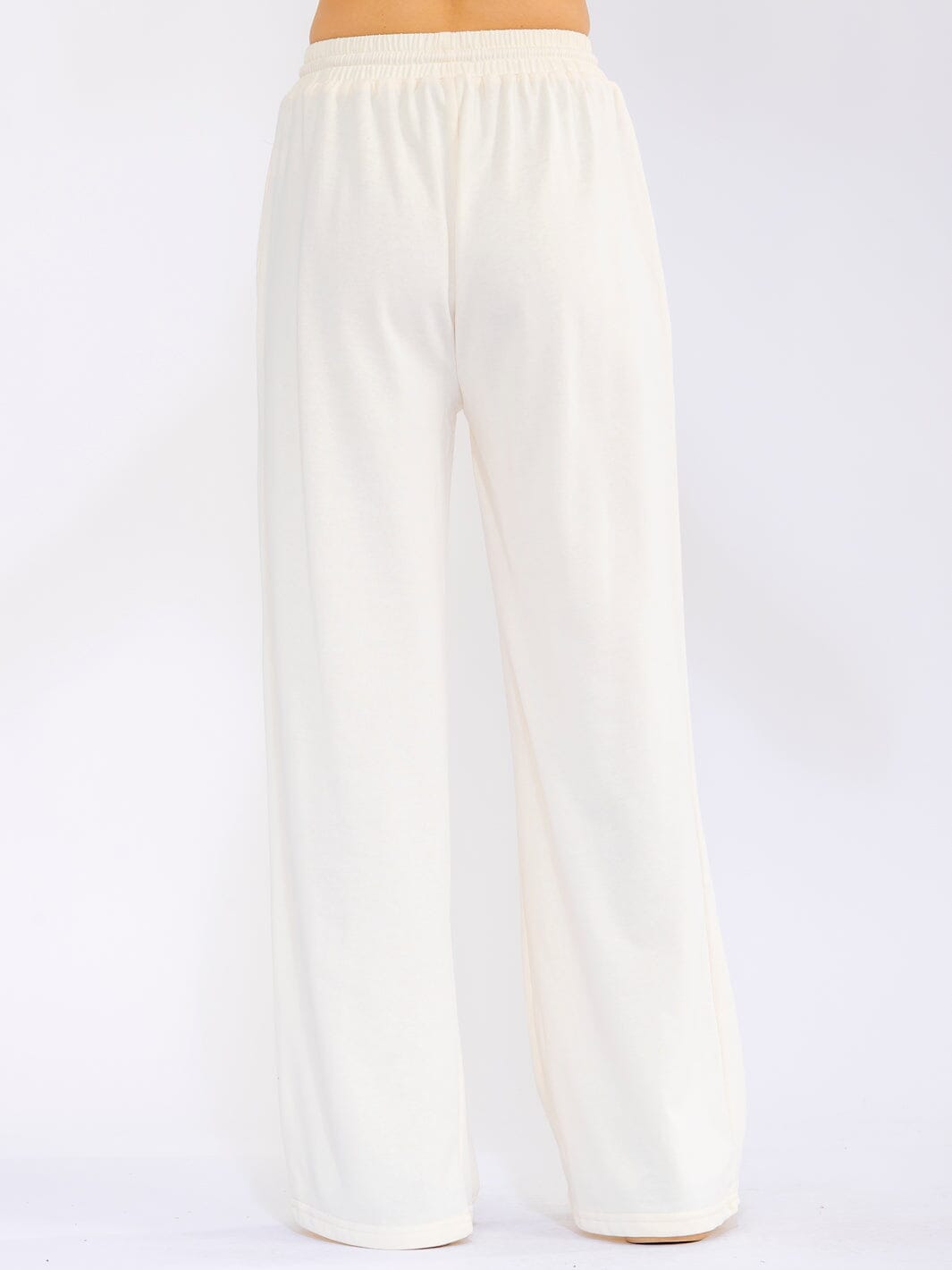 WOMEN'S ELASTIC WAIST SELF TIE FRONT POCKETS WIDE LEG PANTS