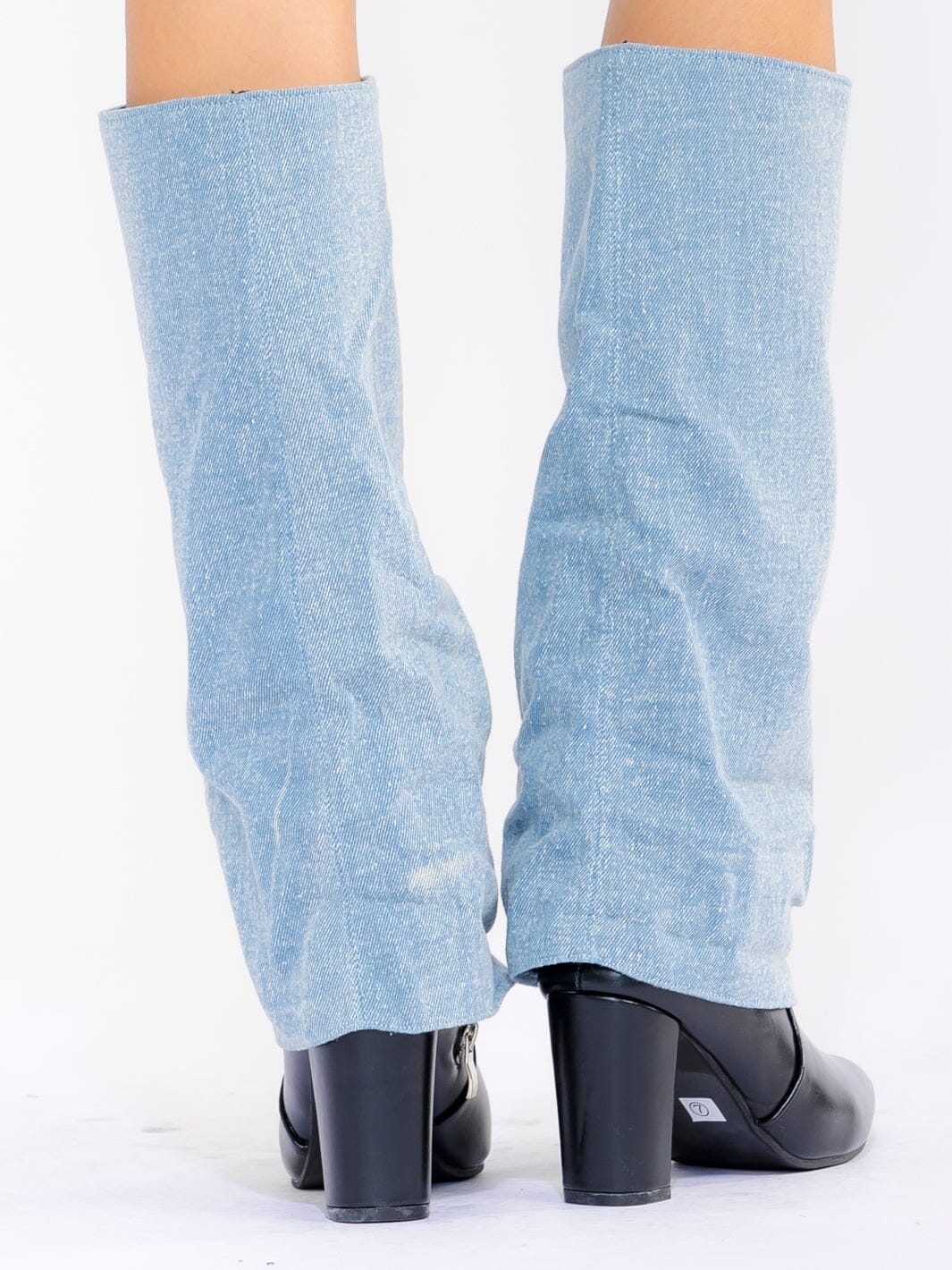 WOMEN'S LIGHT DENIM WESTERN HIGH 3" HEEL BOOTS