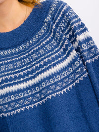 WOMEN'S LONG SLEEVE MULTI PRINT PULLOVER SWEATER