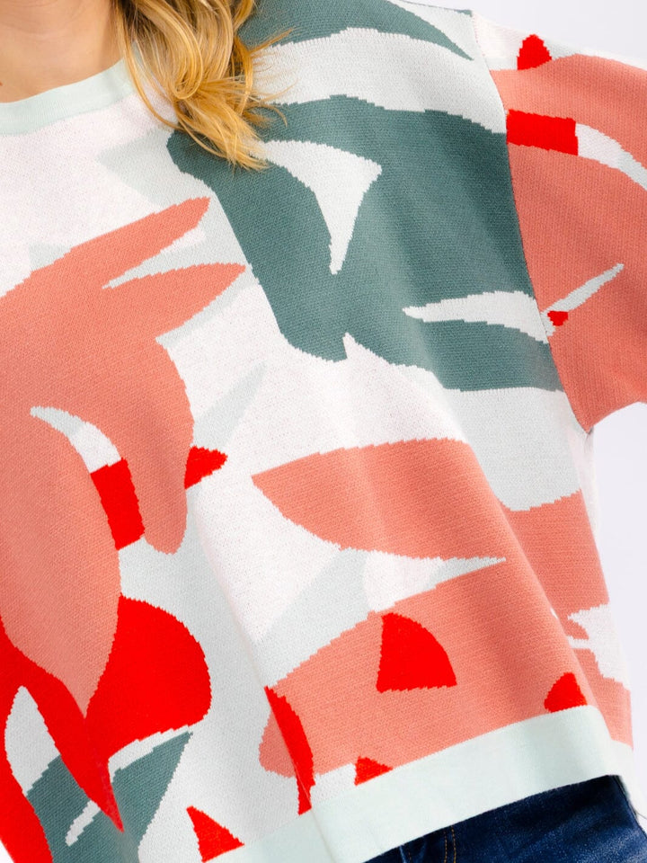 WOMEN'S LONG SLEEVE MULTI PRINT PULLOVER SWEATER