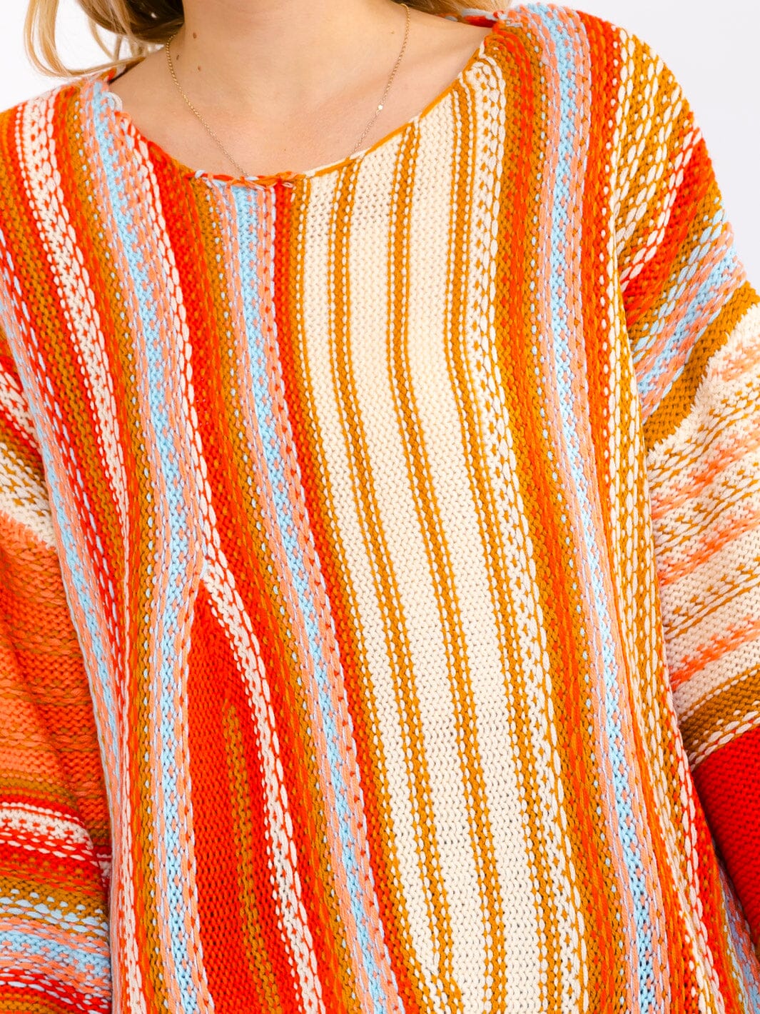 WOMEN'S LONG SLEEVE MULTI COLORBLOCK STRIPES PULLOVER SWEATER