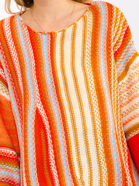 WOMEN'S LONG SLEEVE MULTI COLORBLOCK STRIPES PULLOVER SWEATER