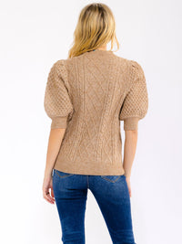 WOMEN'S SHORT PUFF SLEEVE DETAILED SWEATER BLOUSE