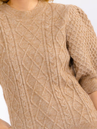 WOMEN'S SHORT PUFF SLEEVE DETAILED SWEATER BLOUSE