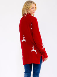 WOMEN'S LONG SLEEVE MOCK NECK PULLOVER OVERSIZED HOLIDAY SWEATER