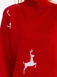 WOMEN'S LONG SLEEVE MOCK NECK PULLOVER OVERSIZED HOLIDAY SWEATER