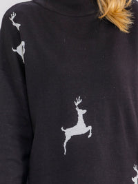 WOMEN'S LONG SLEEVE MOCK NECK PULLOVER OVERSIZED HOLIDAY SWEATER