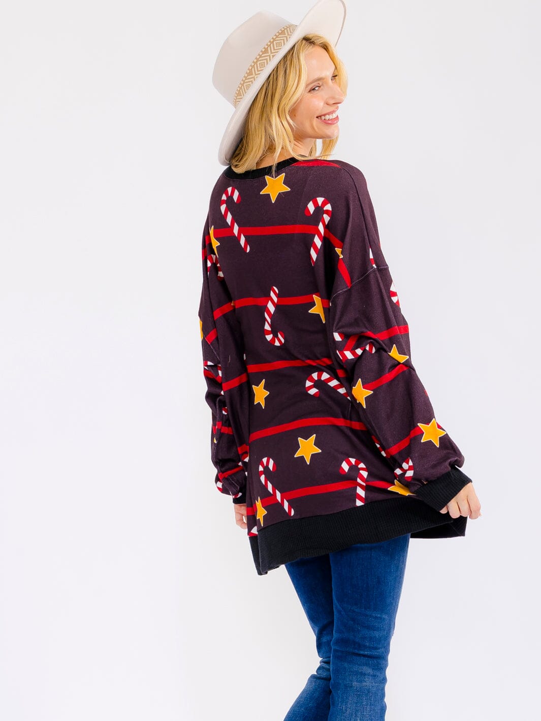 WOMEN'S LONG SLEEVE BUTTON UP PULLOVER OVERSIZED HOLIDAY SWEATER