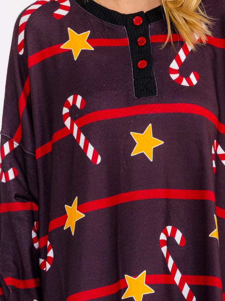 WOMEN'S LONG SLEEVE BUTTON UP PULLOVER OVERSIZED HOLIDAY SWEATER