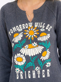WOMEN'S LONG SLEEVE V-NECK GRAPHIC TOP