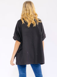WOMEN'S SHORT SLEEVE HIGH-LOW SEQUINS GRAPHIC TOP